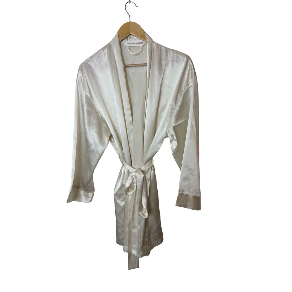 Vintage Victoria's Secret Ivory Satin Robe One Size